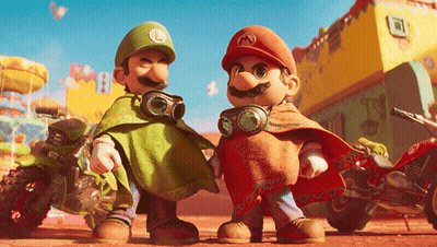 Mario And Luigi Standing Next To Each Other GIF