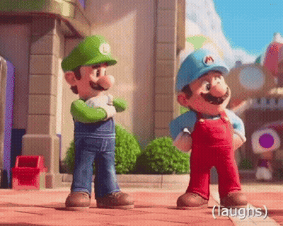 Mario And Luigi Standing On Brick Sidewalk GIF