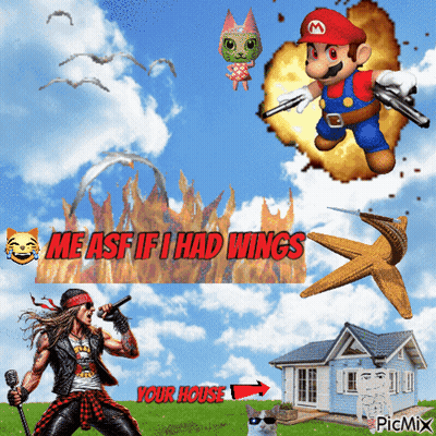 Mario And Man With Microphone Saying Me As If I Had Wings Your House GIF