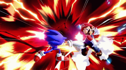 Mario And Sonic Are Fighting Each Other In A Game GIF