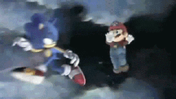 Mario And Sonic Fireball Fight Slow Motion GIF