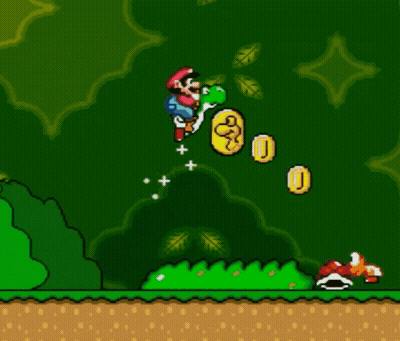 Mario And Yoshi Playing Video Game GIF