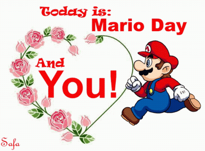 Mario Day Greeting Card With Roses And Heart GIF