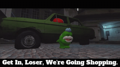 Mario Driving Green Car Saying Get In Loser We're Going Shopping GIF