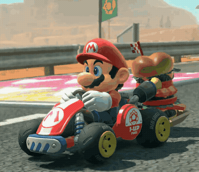 Mario Driving Kart Saying 1Up Fuel GIF