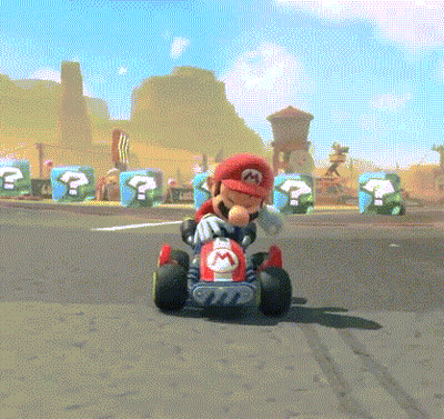 Mario Driving Kart With Question Mark GIF