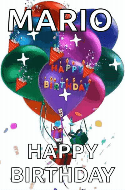 Mario Happy Birthday Balloons GIF