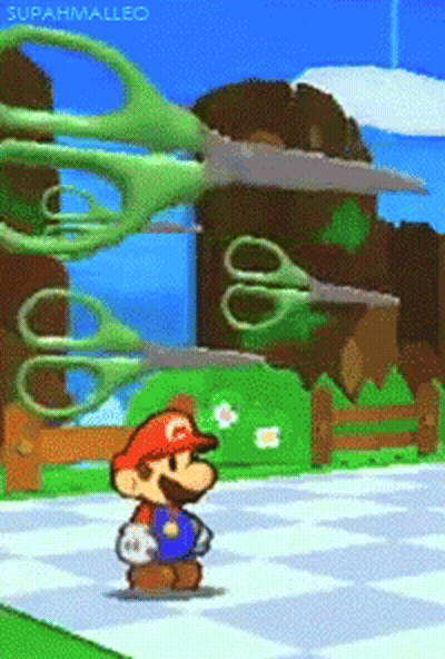 Mario Holding Scissors GIF