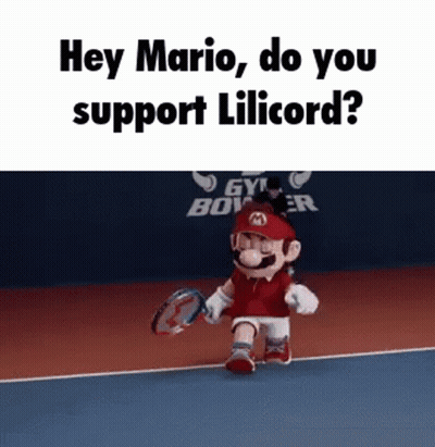 Mario Holding Tennis Racquet Says Hey Mario Do You Support Lillicord GIF