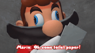 Mario Holding Toilet Paper Saying Oh Some Toilet Paper GIF