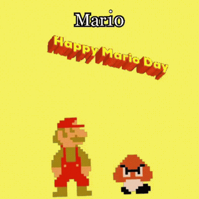 Mario Is Flying Through The Air With The Words Happy Mario Day Above Him GIF