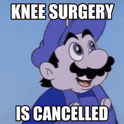 Mario Knee Surgery Cancelled GIF