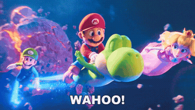 Mario Luigi And Princess Peach Flying Saying Wahoo GIF