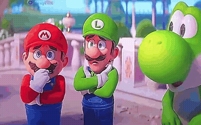 Mario Luigi And Yoshi Standing With Arms Crossed GIF
