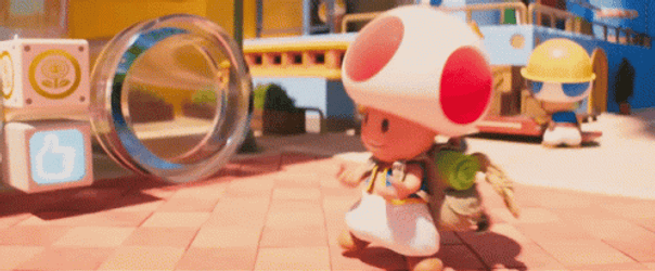 Mario Movie Cute Toad Vacuumed Up GIF