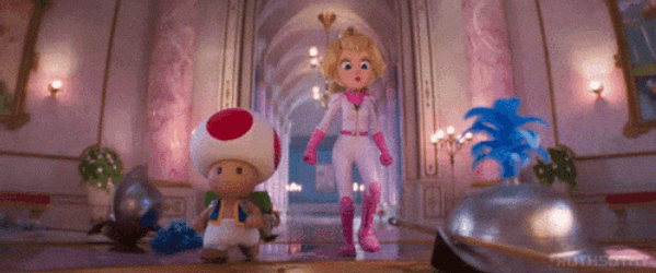 Mario Movie Princess Peaches Toad Battle Ready GIF