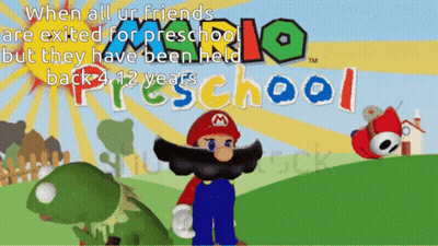 Mario Preschool Poster With Cartoon Character GIF