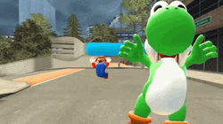Mario Running And Chasing Yoshi GIF