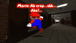 Mario Running Away From Baldi GIF