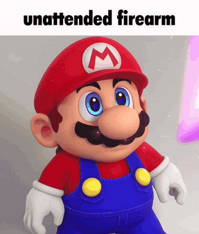 Mario Saying Unattended Firearm GIF