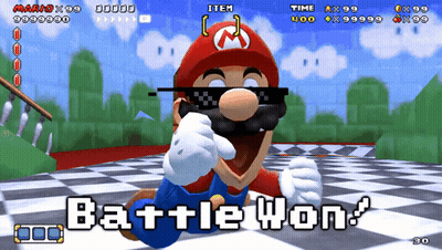 Mario Wearing Sunglasses Battle Won