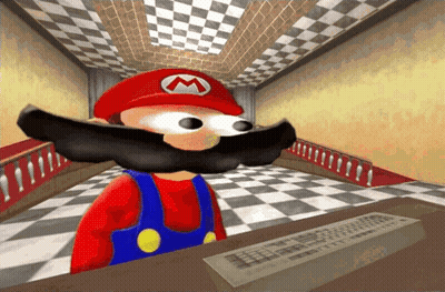 Mario With Large Mustache And Hat With M GIF