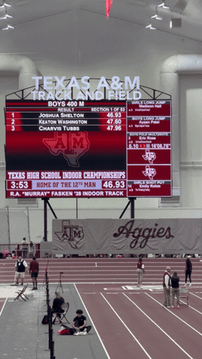Maroon Gig 'Em Logo With Cowboy Carrying Football GIF