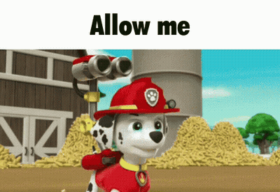 Marshall From Paw Patrol In Red Helmet Holding Binoculars GIF