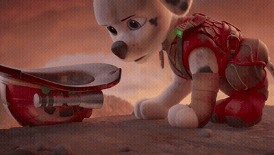 Marshall From Paw Patrol Kneeling Next To Skateboard GIF