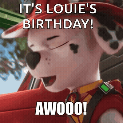 Marshall From Paw Patrol Says It's Louie's Birthday GIF