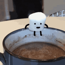 Marshmallow Melted When Falling On Hot Choco GIF