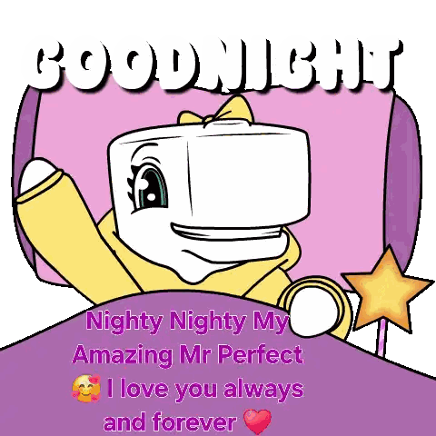 Marshmallow Saying Nighty Nighty Mr Perfect Sticker
