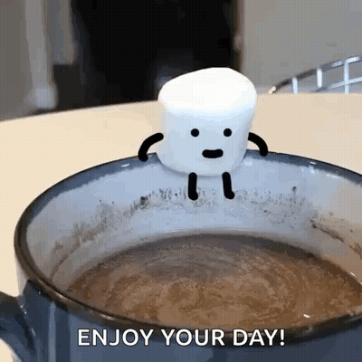 Marshmallow Sitting In Coffee Cup GIF
