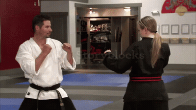 Martial Arts Practice In Gym GIF