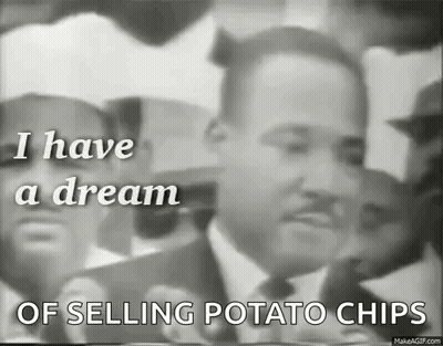Martin Luther King Jr. Talking To Crowd While Selling Potato Chips GIF