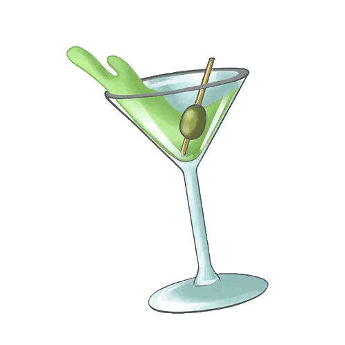 Martini Glass With Olive Sticker