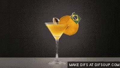 Martini Glass With Orange Slice And Brazilian Flag GIF