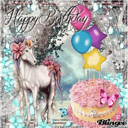 Marvelous Happy Birthday Unicorn Greeting GIF