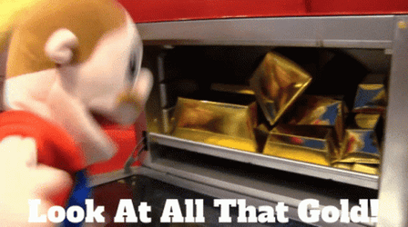 Marvin And Rose Looking At Gold Bars GIF