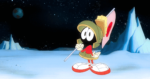 Marvin The Martian Is Holding A Flag In His Hand GIF
