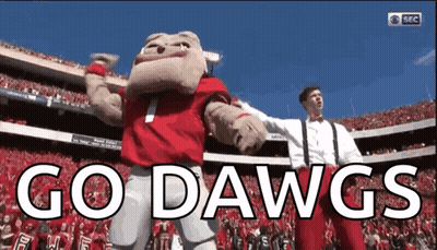 Mascot Dancing In Stadium Saying Go Dawgs GIF