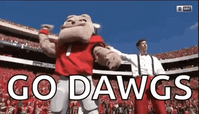 Mascot Dancing In Stadium Saying Go Dawgs GIF