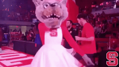 Mascot Dancing In Stadium With Letter S GIF