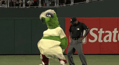 Mascot Dancing On Baseball Field Stat GIF
