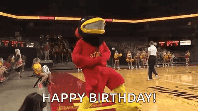 Mascot Dancing On Basketball Court Happy Birthday GIF