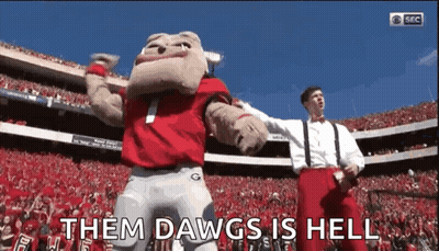 Mascot Dancing Saying Them Dawgs Is Hell