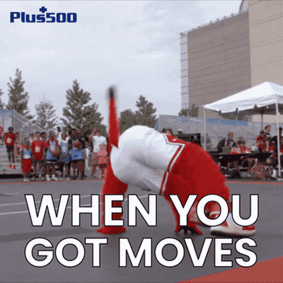 Mascot Doing Handstand Saying When You Got Moves GIF