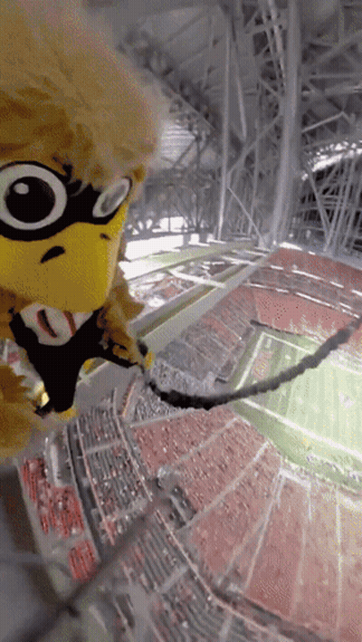 Mascot Flying Through Stadium With Rope GIF