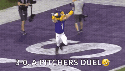 Mascot Holding Baseball Bat 3-0 Pitchers Duel GIF