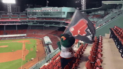 Mascot Holding Pizza Hut Flag GIF